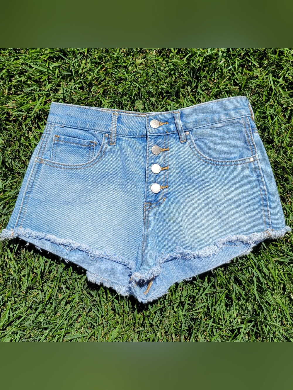 Bullhead Cut Off Denim High Rise Jean Shorts 27W Size 26 Womens 100% Cotton